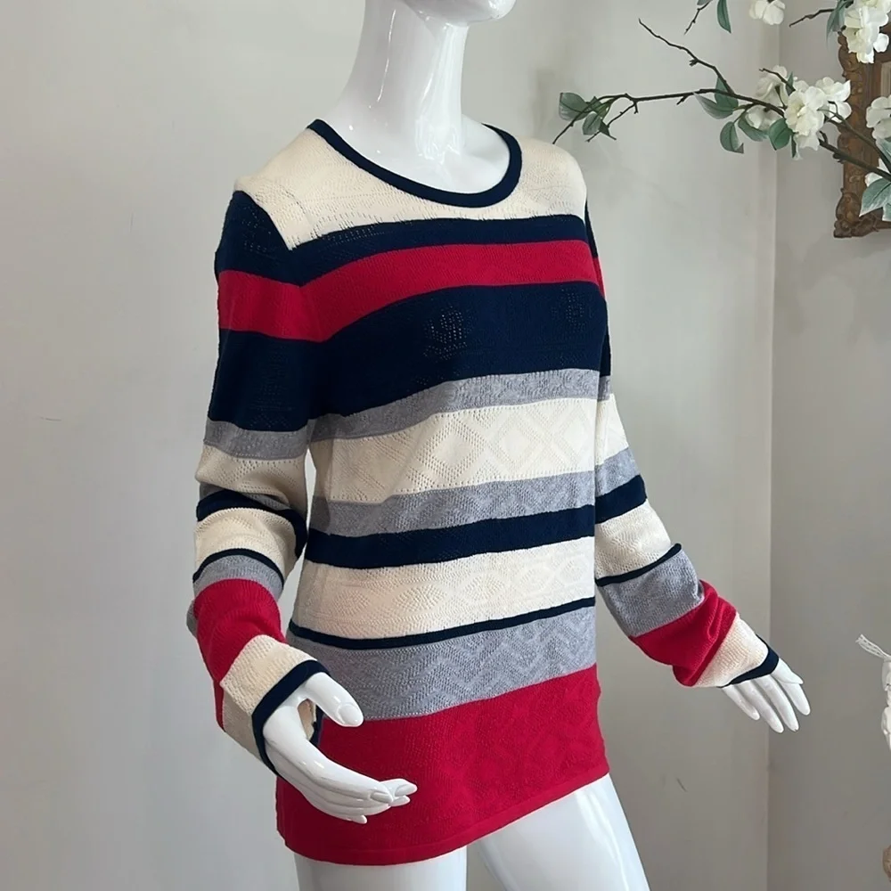 Jason Wu Striped Pointelle-Knit Wool Sweater